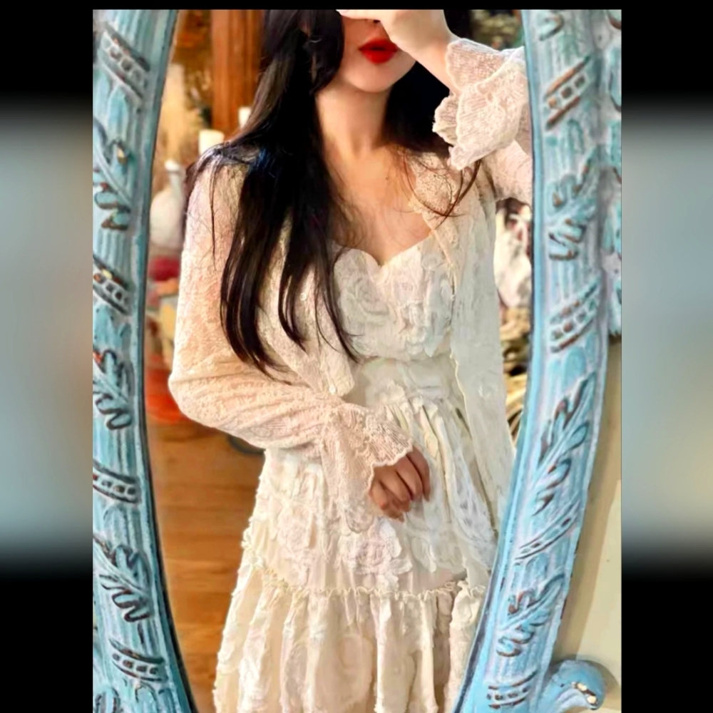 Cotton fully embroidery lace dress 2 for 50
